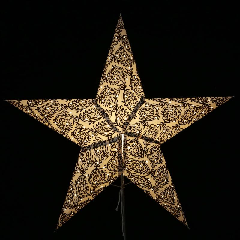 Rondo Velvet  - Faltbarer Leuchtstern, Weihnachtsstern aus Papier mit Samtdruck-5 Zacken, 60 cm